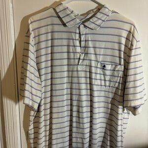 Peter Millar White and Blue Striped Polo
